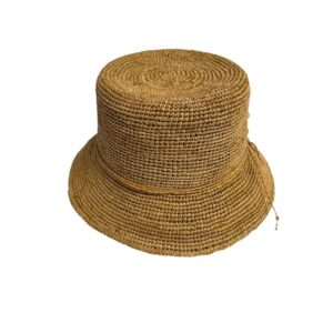 25s 0218 raffia bucket hat flat top