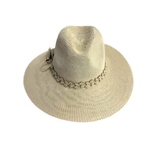 25s 0224 large fedora brim hat with cutout flower tassel trim